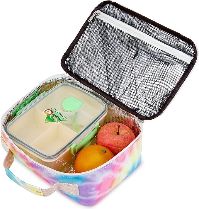 Kids Lunch Box Boys Girls Insulated Lunch Cooler Bag Reusable Lunch Tote Kit for School Travel (094 Tie Dye)