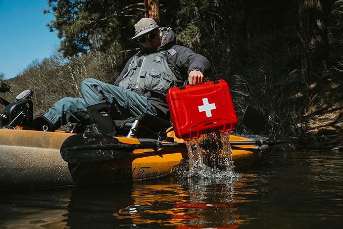 NANUK 904 Waterproof First Aid Box Empty – Durable, Medical First Aid Organizer Case, IP67-Rated, Dustproof, Impact-Resistant, and Floats (7.4" x 4.9" x 3.1") – Red