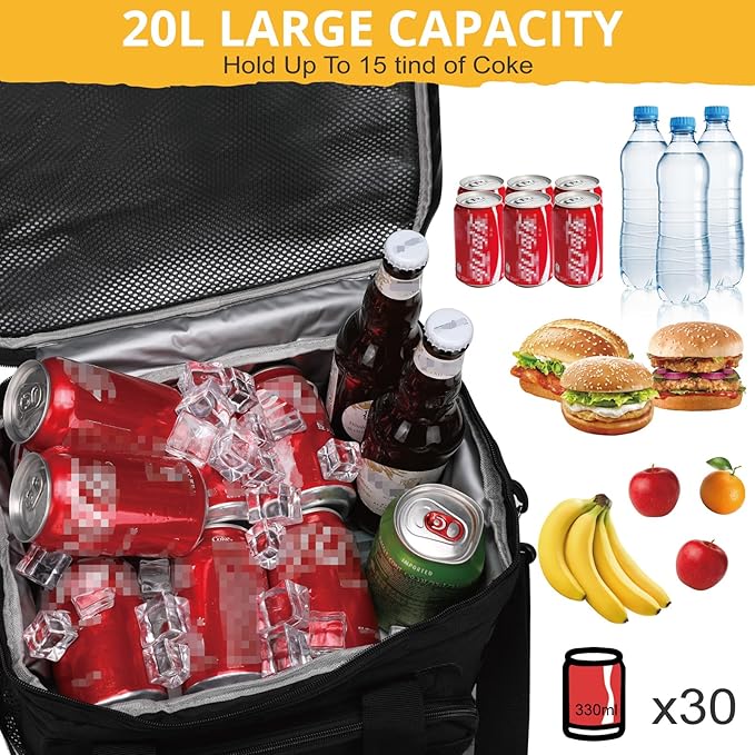 Tactical Lunch Box for Men, Insulated Lunch Bag MOLLE Webbing Leakproof, Cooler Large Lunchbox Women Adult with Adjustable Shoulder Strap Durable, Construction Heavy Duty Lunch Pail, Black