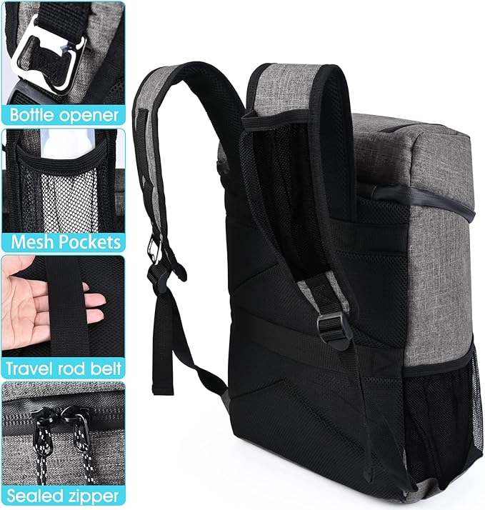 BAGLHER Lightweight Insulated Cooler Backpack - 30 Cans, Leak-Proof for Lunch, Picnic, Hiking, Camping Trips