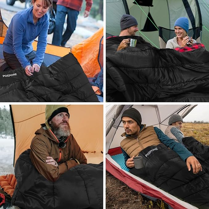 Flannel Sleeping Bag 0 Degree Cold Weather for Adults XXL Sleeping Bag 4 Season Big and Tall with Compression Sack