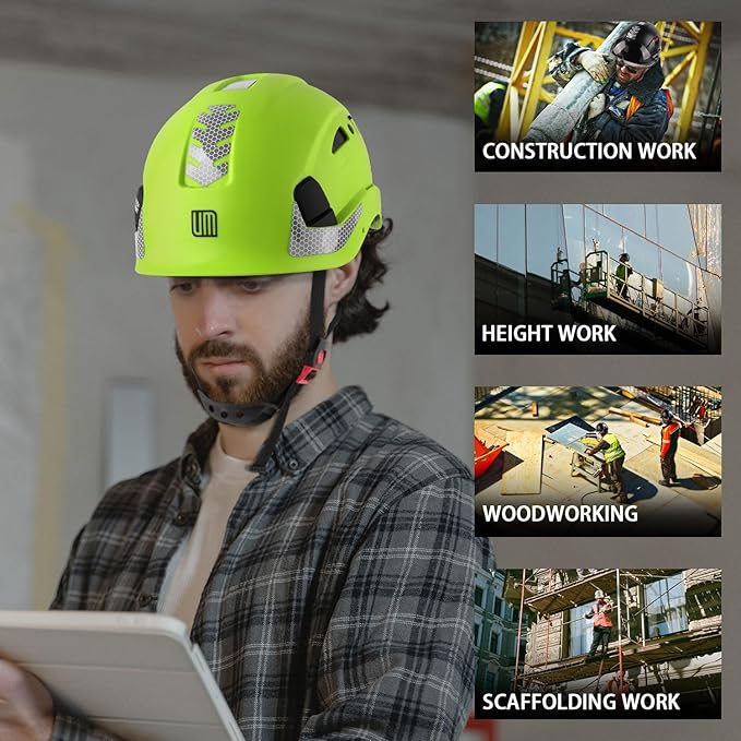 Safety Helmet Hard Hat, ANSI Z89.1 Approved Lightweight Vented Work Helmet, 6-Point Adjustable Ratchet Suspension Hardhat Ideal for Industrial and Construction