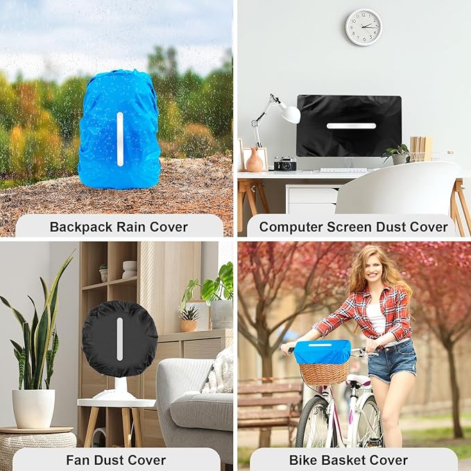 LAMA 2 Pack Waterproof Rain Cover for Backpack, Reflective Rucksack Rain Cover for Anti-dust/Anti-Theft/Bicycling/Hiking/Camping/Traveling/Outdoor Activities (1 Pcs Black + 1 Pcs Blue, M)