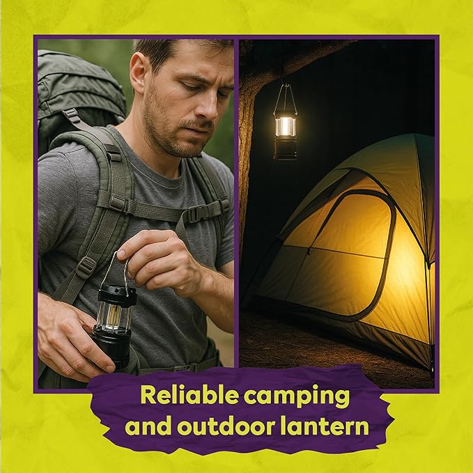 ATack LED Camping Lantern Battery Powered 4-Pack Camping Flashlight Lantern for Power Outages, Portable Collapsible Hanging Lights Essential for Home Outdoor Hurricane Emergency Lamp Survival Kit Gear