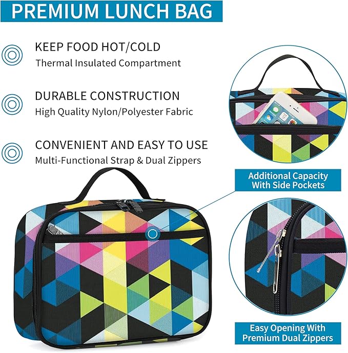 rickyh style Lunch Bag, Polyester, 10 x 8 x 3.7 in, Fits 6 Cans or One Person's Lunch