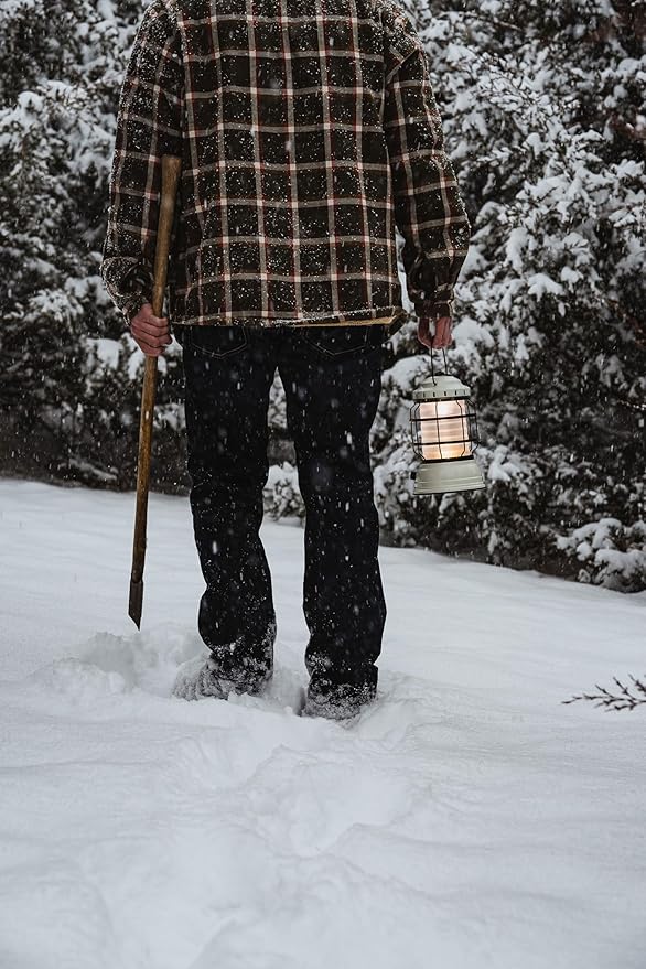 Barebones Forest Lantern – Vintage White, Vintage Rechargeable LED Lantern with Adjustable Brightness – Battery Operated Camping Light for Outdoor Adventures, Backyard Gatherings, and Emergency Use