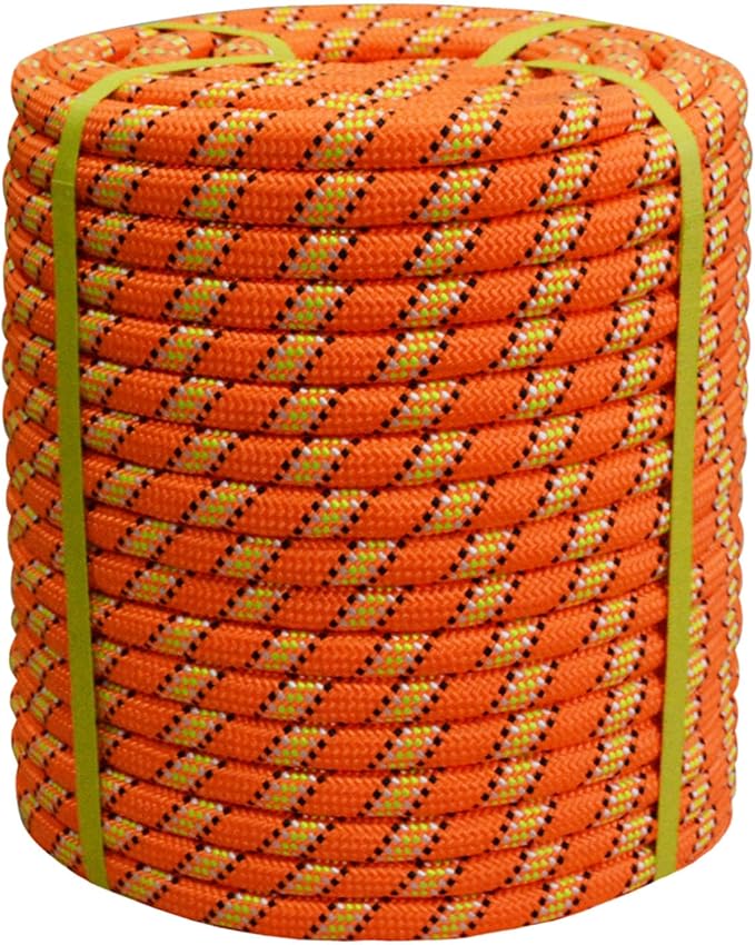3/4 Inch x 200 Feet Double Braided Arborist Rigging Rope - Heavy Duty Polyester Rope for Tree Work Climbing Swing Nautical Outdoor Adventures, Orange