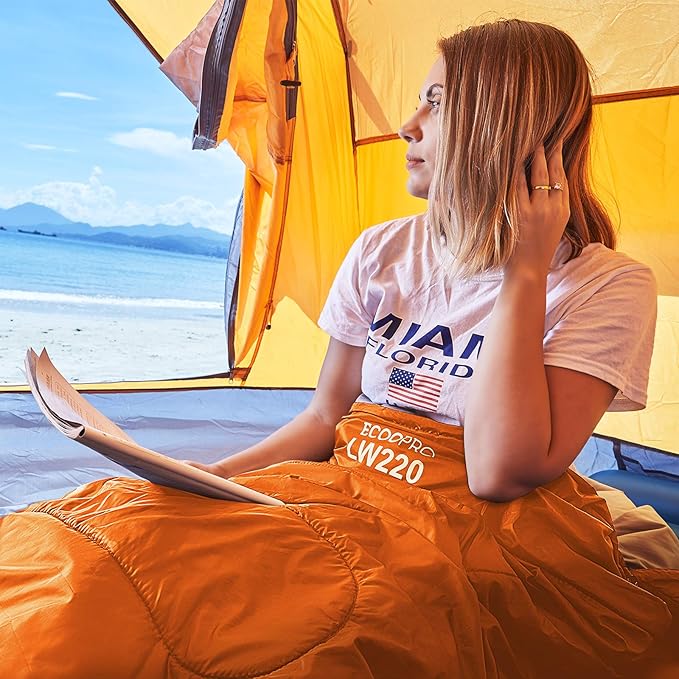 ECOOPRO Warm Weather Sleeping Bag - Portable, Waterproof, Compact Lightweight, Comfort with Compression Sack - Great for Outdoor Camping, Backpacking & Hiking-83 L x 30" W Fits Adults