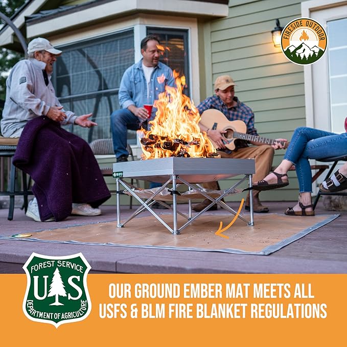Fireside Outdoor Fire Pit Mats for Under Fire Pit - Grill Mats for Outdoor Grill, Fire Mat for Deck Protection, Fireproof Mat for Under Fire Pit, Outdoor Firepit Mat for Safe Use - Ember Mat, 67"x60"