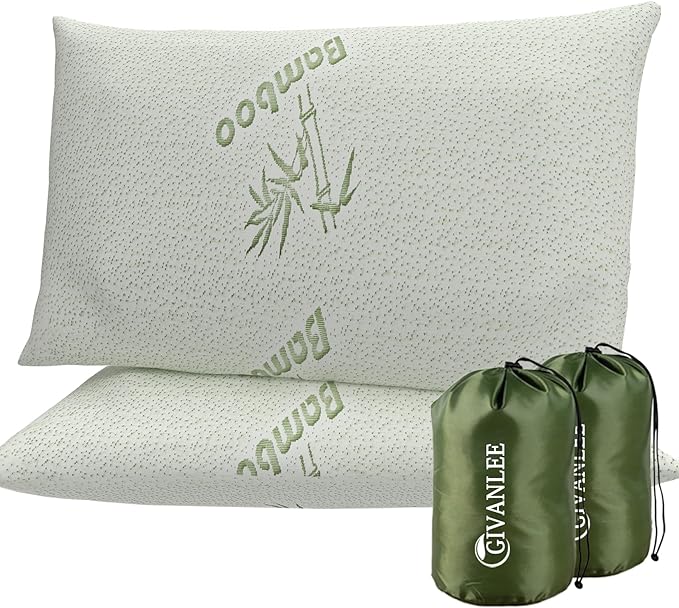 Camping Pillow for Sleeping 2 Pack,Small Travel Pillow,Shredded Memory Foam Pillow Packable with Storage Bag,Soft Cover,Portable Small Pillow for Camp Backpacking Hiking Gear&Accessories
