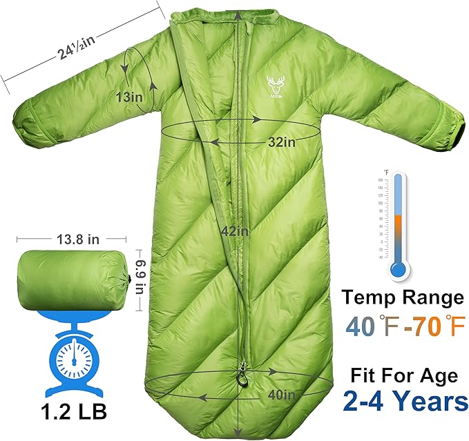 T40 Toddler Sleeping Bags Boys Girls | Ages 2-4 | Puffy Kids Sleeping Bag Camping Sleepovers |up to 46 in| Lightweight Compact Comfort for Indoor Outdoor Machine Washable