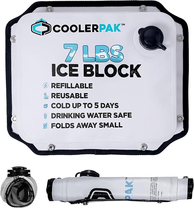 7lb, 10lb, 15lb Refillable Reusable Ice Pack – Stays Cold for Up to 5 Days – Non-Toxic, Leakproof, and Suitable for Potable Drinking Water – Built Tough, Rolls Up for Easy Storage