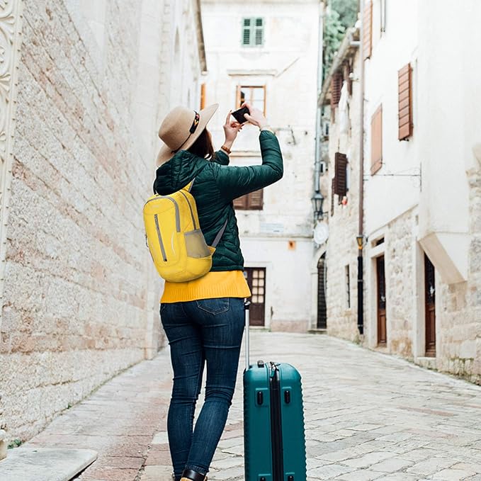 ZOMAKE Ultra Lightweight Packable Backpack 25L, Foldable Hiking Backpacks Water Resistant Small Folding Daypack for Travel(Yellow)