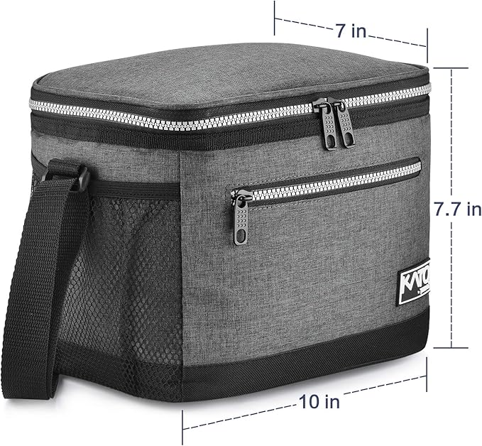 Tirrinia Insulated Lunch Box for Men/Women, Leakproof Thermal Lunch Bag for Office Picnic Work Beach Camping, Reusable Lunch Cooler Tote for Adult,Dark Grey
