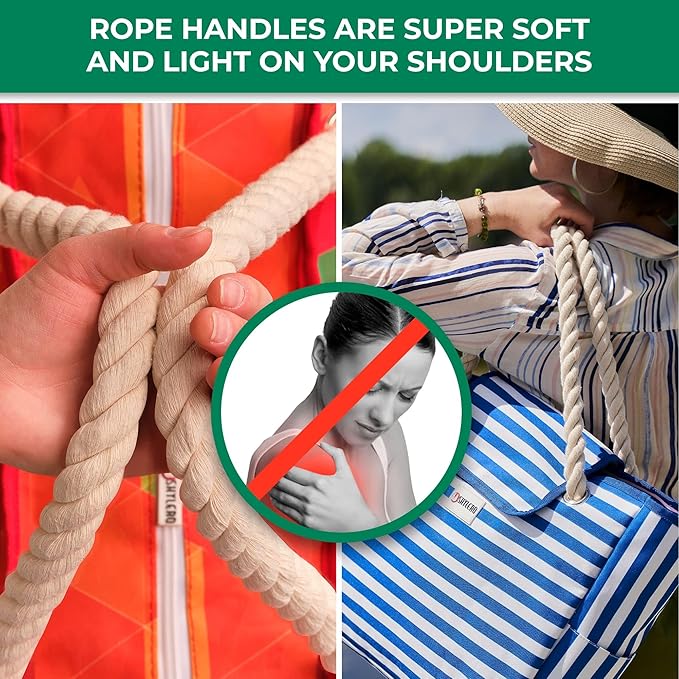 SHYLERO Beach Bag and Pool Bag. Has Airtight Pouch, Ton of Pockets. Beach Tote is Zippered, Water Resistant. Family Size