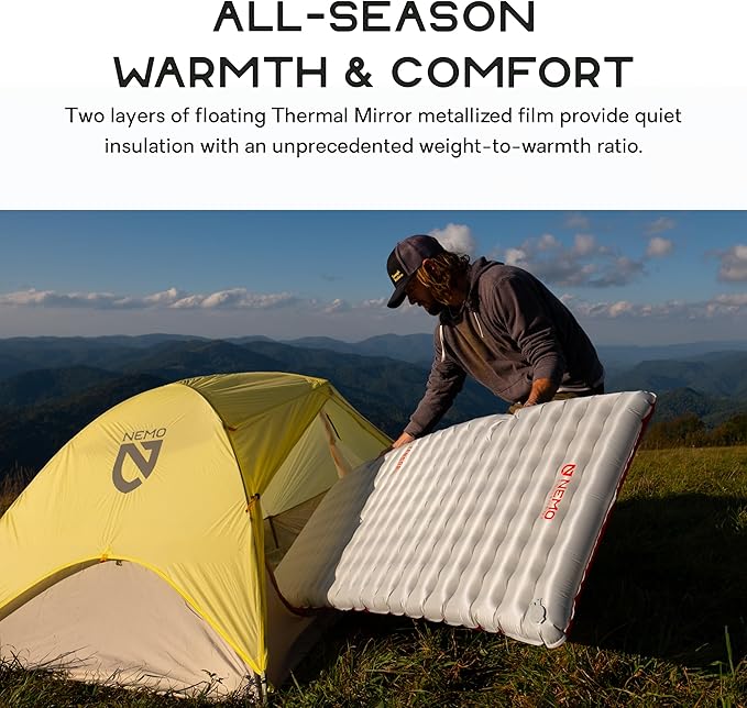 NEMO Equipment Tensor All-Season Ultralight Insulated Sleeping Pad - Regular Mummy (72" x 20) - Blade/Spicy Orange