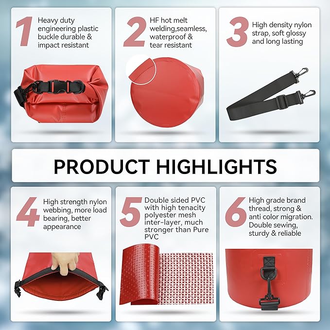 MARCHWAY Floating Waterproof Dry Bag Backpack 5L/10L/20L/30L/40L, Roll Top Sack Keeps Gear Dry for Kayaking, Rafting, Boating, Swimming, Camping, Hiking, Beach, Fishing