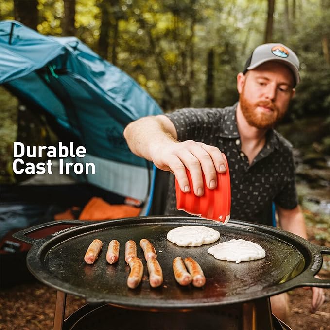 Solo Stove Bonfire Griddle + Hub, Cast Iron Cookware with Stainless Steel Hub for 8” Elevation, Addition to Bonfire fire Pit, Weight: 19.5lbs, Cooking Surface Diameter 17.75"