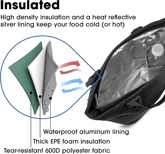 J World New York Lola Tote Bag Insulated Lunch-Box for Women, Black, One Size