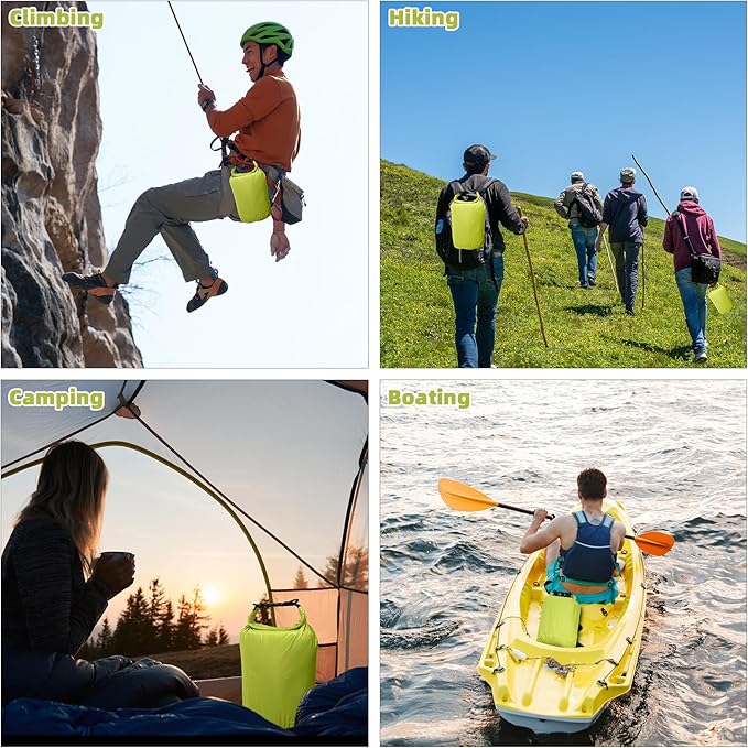 Desoto Waterproof Dry Bag - Roll Top Waterproof Backpack Sack Keeps Gear Dry, PU5000mm, for Kayaking,Boating, Hiking, Camping (Green, 10L)