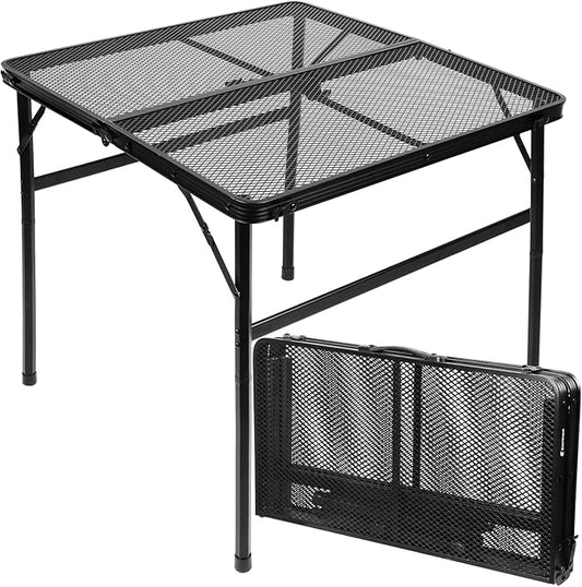Square Folding Table, Easy for Storage, Compact and Portable Picnic Table for Grill, Outdoor Camping, Garden, Patio, Dining, BBQ, Party, Market and Card Table, 27.2 L×27.2W inches