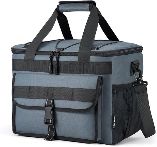 JOYHILL Lunch Box for Men, 40 Cans Large Insulated Lunch Bag, Leakproof Portable Cooler Bag with Shoulder Strap for Camping, Beach, Outdoor, Picnic, Food Delivery 30L,Grey