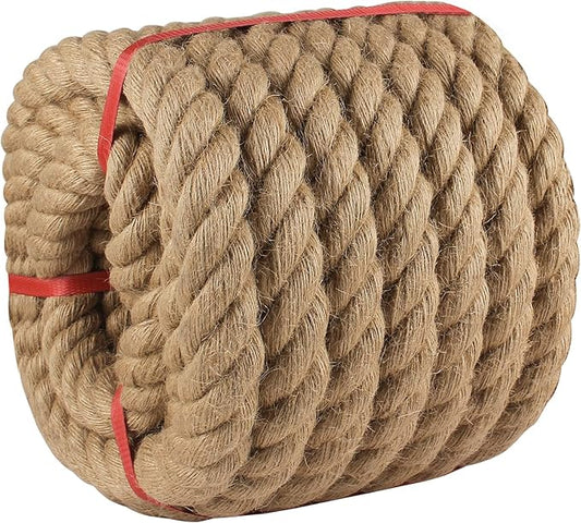 Manila Rope 1.5in x 50ft,Natural Thick Rope,Large Decorative Hemp Ropes Great for Gardening,Railings,Hammock Nautical