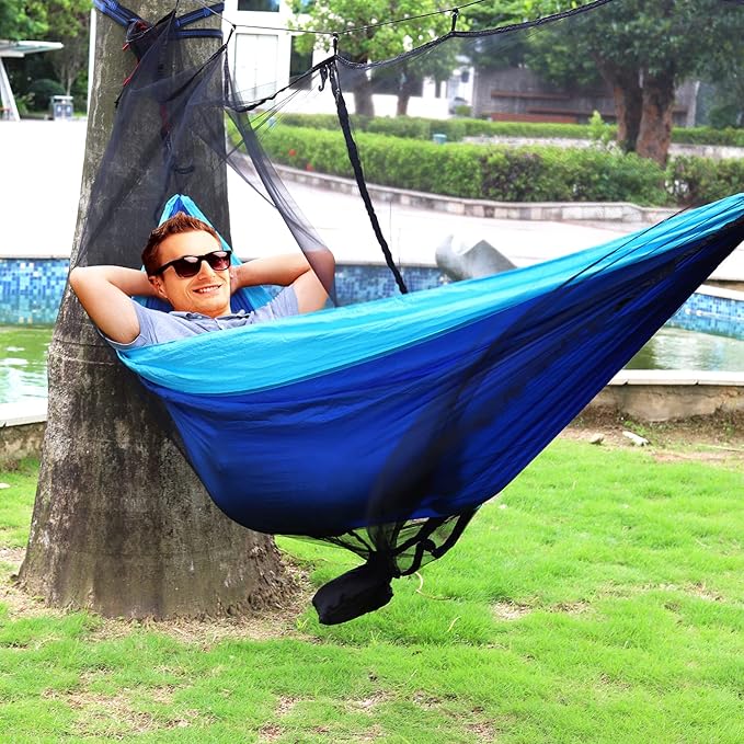 Hammock Net Camping Mosquito Net, No See Ums & Repels Insect, Polyester Netting for 360 Degree Protection, Double Sided Zipper for Easy Access Fits for All Camping Hammocks(Black)