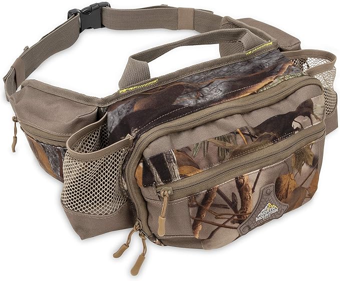 North Mountain Gear Camouflage Fanny Pack Lightweight Waterproof Military Hunting Climbing Camping Accessories (Woodland Brown)