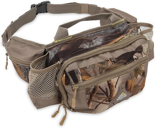 North Mountain Gear Camouflage Fanny Pack Lightweight Waterproof Military Hunting Climbing Camping Accessories (Woodland Brown)
