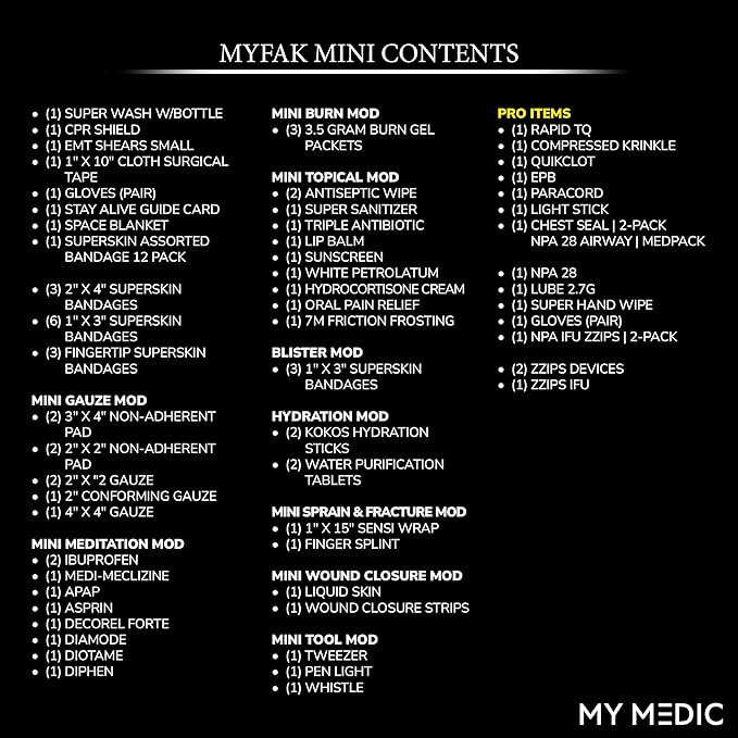 My Medic MyFak Mini Pro First Aid Kit - Small and Lightweight for Camping Hiking and Backpacking - 70 Items IFAK with Tourniquet - HSA/FSA Eligible Great for Travel - Coyote