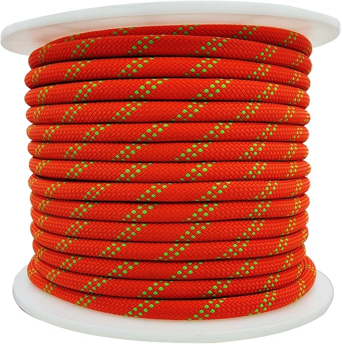 Generic Ritafc Static Rope UIAA Climbing Rope 11mm 100FT Rappelling Rope Orange for Mountain Tree Climbing, Rock Climbing,Hauling, Rescue, Climbing Equipment