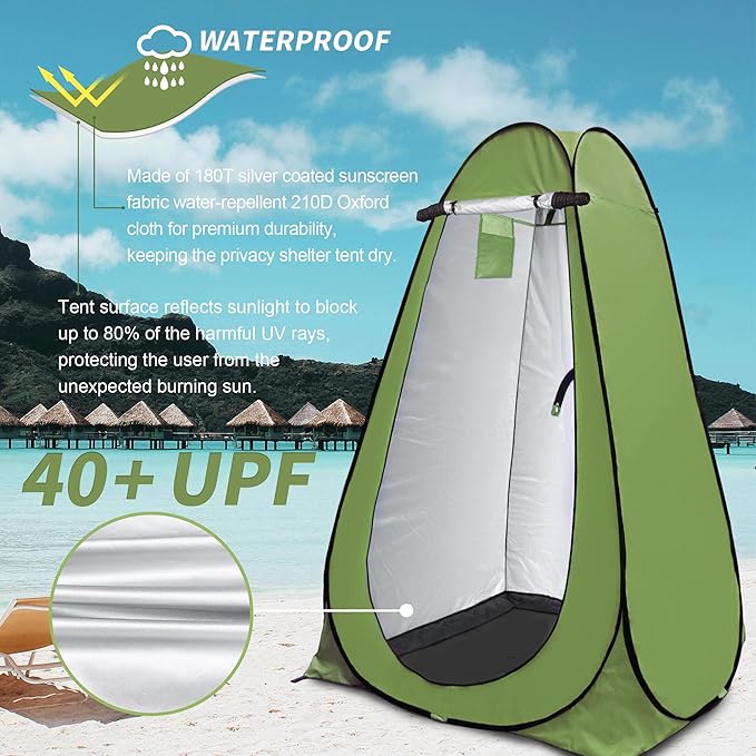 Anngrowy Pop Up Privacy Shower Tent - Portable Outdoor Camping Bathroom Toilet Changing Dressing Room - UPF40+ Waterproof