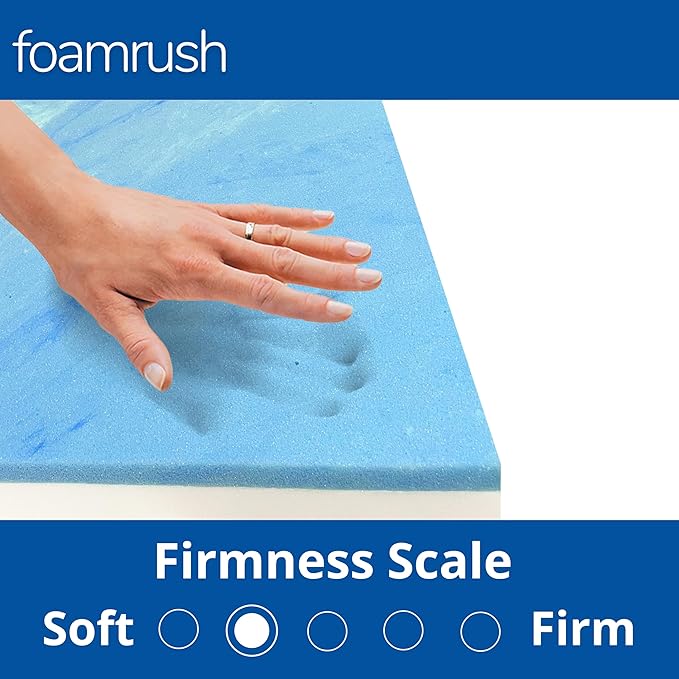 FoamRush 6-Inch Bunk (48" x 80") Gel Memory Foam RV Mattress Replacement with Canvas Navy Cover, Medium Firm, Made in USA, Camper Trailer, Removable Water-Resistant Outdoor/Indoor Cover w Zip