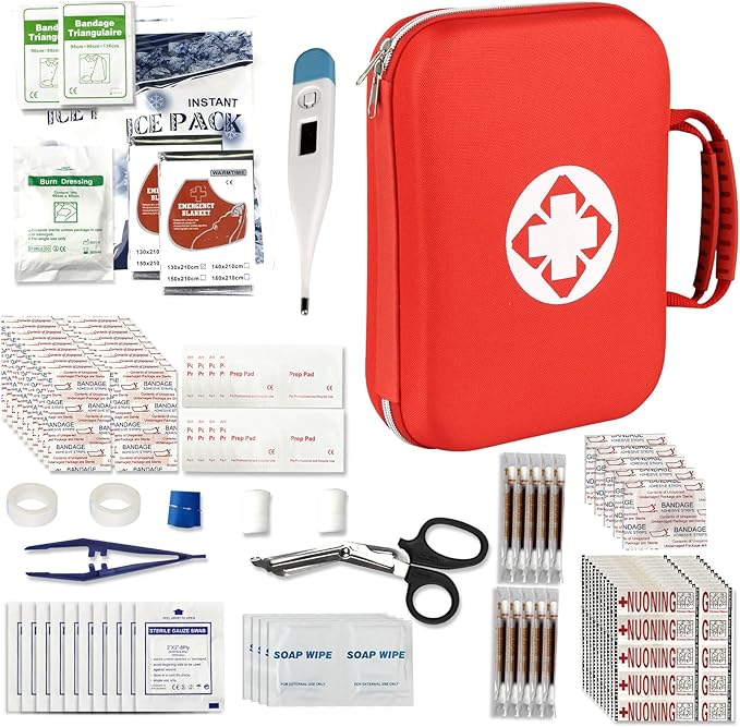 300PCS Home First Aid Kit for Hiking Car Home Emergency Kit First Aid Handheld Bag Multiple Purpose Case Outdoor Backpacking Gear for Disaster Preparedness Red