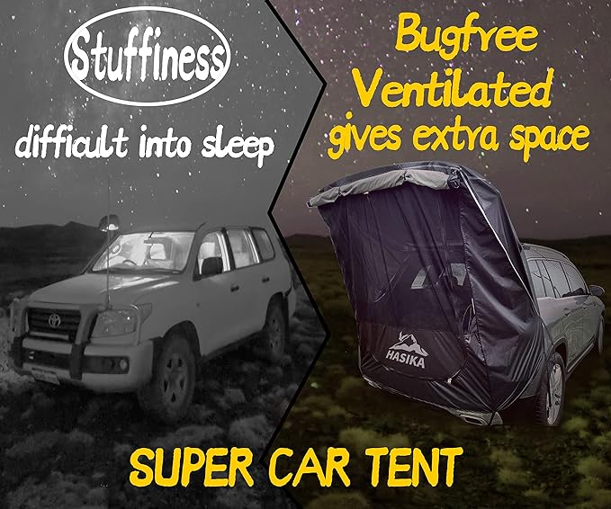 Hasika Camping Tent 2 Person Sun Shade Privacy Shelter Easy Set Up 120 Seconds Waterproof 3000MM UPF 50+ Yellow