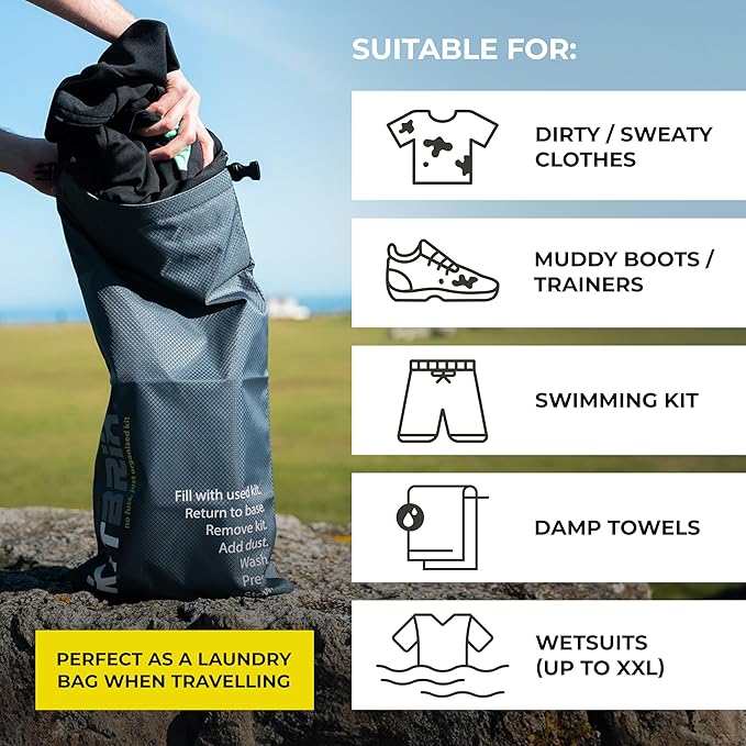 KitBrix DobiPak Drybag 12L - Keeps Wet Gear Separate - Waterproof Dry Bag for Sports, Camping & Travel - Perfect for Wetsuits, Swim Gear, Muddy Boots - Durable & Lightweight