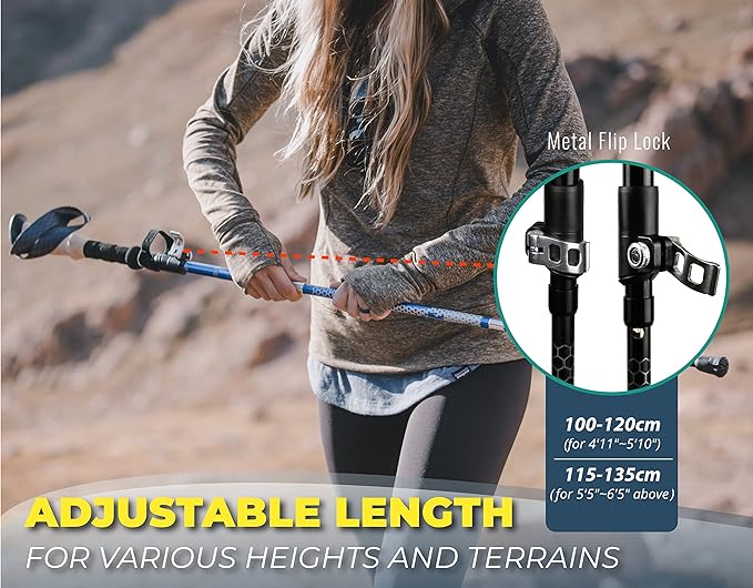 Trekology Trek-Z Collapsible Hiking & Trekking Poles - Balance Support for Seniors, Women, and Men, 2pc Per Set