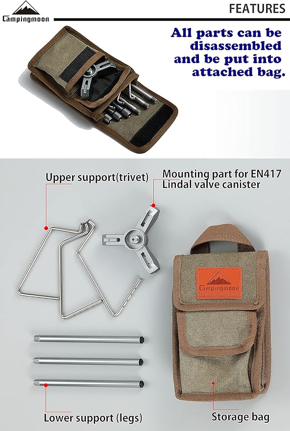 CAMPINGMOON Smart Backpacking Stove Stand with Upper Support Trivet Z01 (Low type stand Z02)