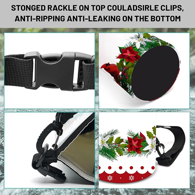 Waterproof Dry Bag,Roll Top Christmas Poinsettia Flower Pine Cones Waterproof Backpack 5L/10L/20L Floating and Lightweight Bags for Kayaking, Boating, Fishing, Swimming and Camping