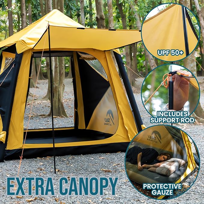 TAILI Inflatable Blow Up Tent for Camping with Hand Pump for 4/8 Person, Easy Setup Outdoor Inflatable Oxford Waterproof Air Tent House for Family Camping Adult