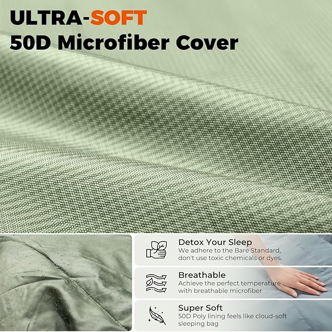 KingCamp Down Sleeping Bag for Adults, 600 FP Cold Weather 3-4 Season Sleeping Bag, Ultralight & Compact with Compression Sack for Backpacking, Camping, Hiking