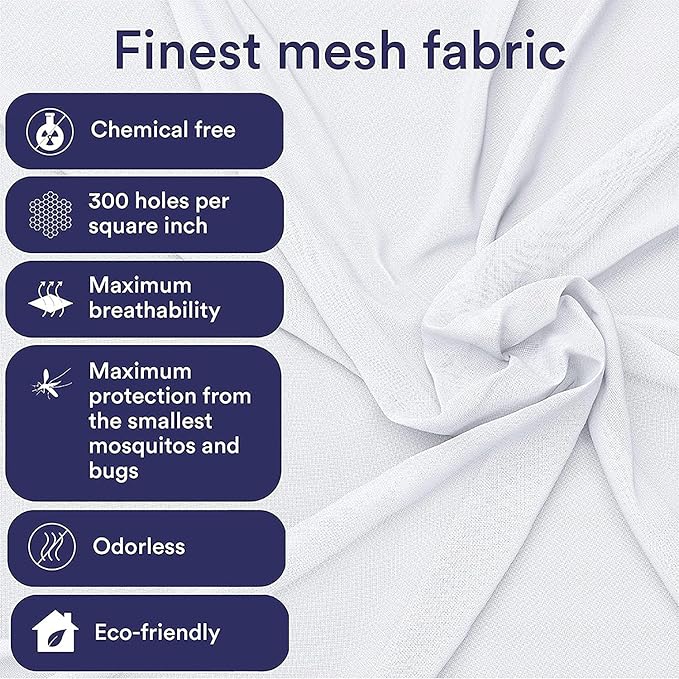 EVEN NATURALS King Size Mosquito Net for Bed - Ultra-Large Mosquito Netting for Bed, Easy Installation, Machine Washable, Luxurious Fine Mesh 300 Holes/inch² - Ideal for Home and Travel - 87"x22"x335"