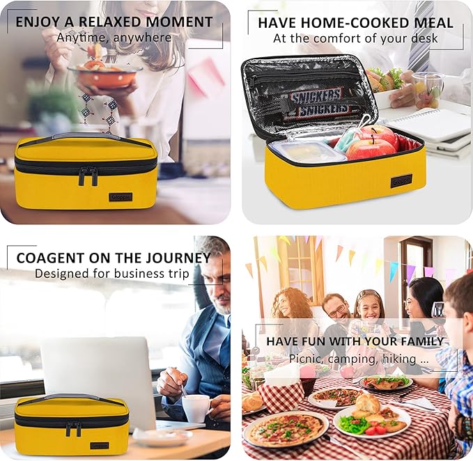 Gloppie Mini Lunch Box Small Kids Lunch Bag Compact LunchBox Bag, CPC Certified | Child-Safe Materials, Insulated LunchBag Reusable Sandwich Containers Snack Box, Yellow