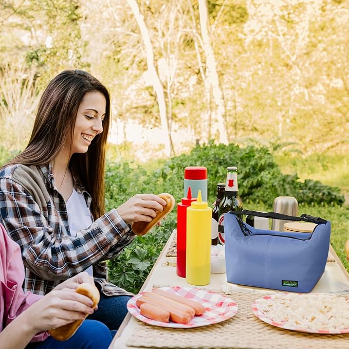 Haimont Small Lunch Cooler Bags for Work, Insulated Cooler Tote Lunchbag with Adjustable Buckle, Leakproof Soft Lunchbox for Outdoor, Daytrip, Camping, Blue