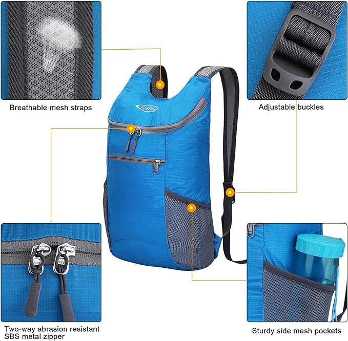 G4Free Lightweight Packable Hiking Backpack for Men Women Small Hiking Daypacks Foldable Shoulder Pack Casual Outdoor Bag 11L