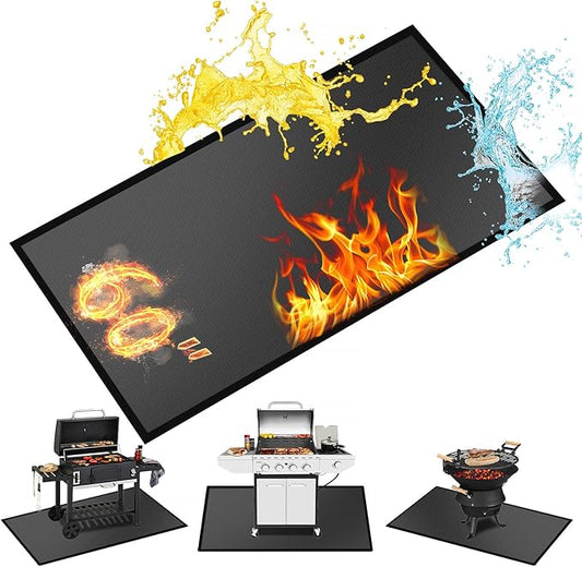 60 ×36 inches Under Grill Mat for Outdoor Grill / Fire Pit Mat Fireproof Waterproof Oil-Proof, Fireproof Mat Fireplace Mat Fire Pit BBQ Mat Pads Protect Mat for Deck Patio Outdoor Smokers Gas Grills