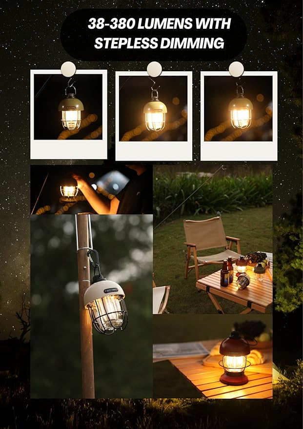 Crazy Power Camping Lantern Rechargeable LED Camping Light Premium Vintage Light 4500 mAh High Capacity Dimmable 3 Light Modes Waterproof for Camping Hiking Fishing Power Outages (CPB200 Green)