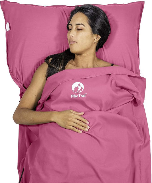 Pike Trail Sleeping Bag Liner – Travel and Camping Sheet, Lightweight and Compact Insert with Full Length Zipper and Guarantee