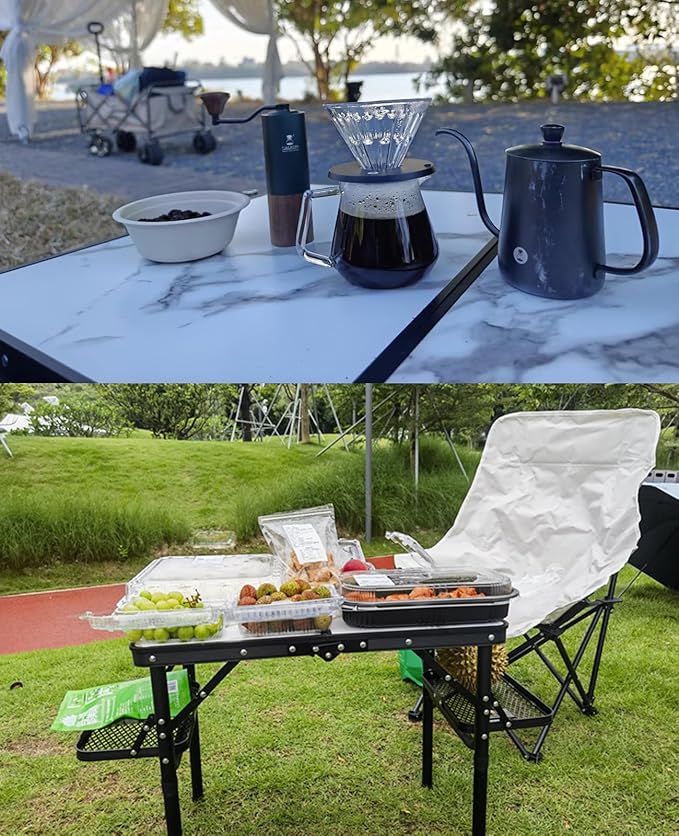 Titanker Folding Camping Table Small 2ft, Small Camp Table Portable with 50% Extra Space, Folding Picnic Table, Portable Beach Tables, Car Camping Essentials, Aluminum Light & Solid